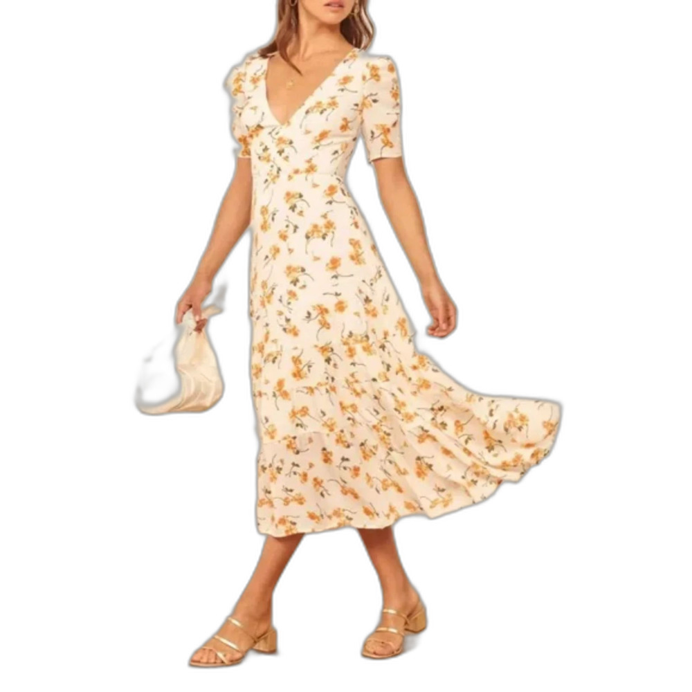 Reformation Cosa Midi Dress Limonada Floral Sz 10 Cottagecore Romantic Feminine